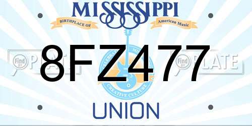 8FZ477 Mississippi License Plate