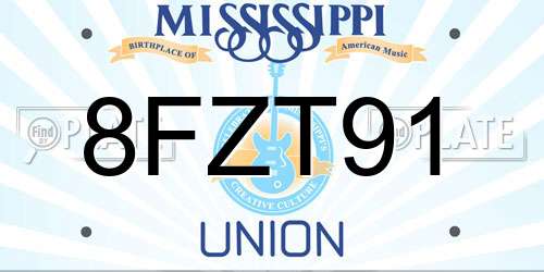 8FZT91 Mississippi License Plate