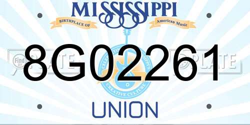 8G02261 Mississippi License Plate