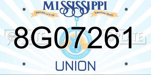8G07261 Mississippi License Plate