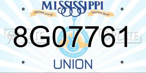 8G07761 Mississippi License Plate