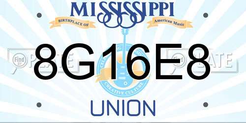 8G16E8 Mississippi License Plate