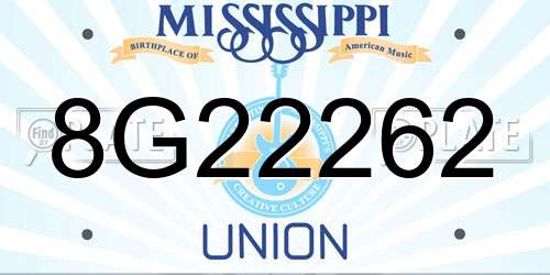 8G22262 Mississippi License Plate