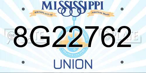 8G22762 Mississippi License Plate