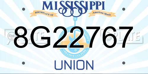 8G22767 Mississippi License Plate