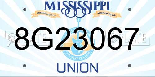 8G23067 Mississippi License Plate