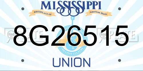 8G26515 Mississippi License Plate