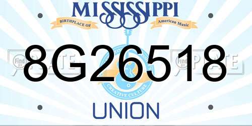 8G26518 Mississippi License Plate