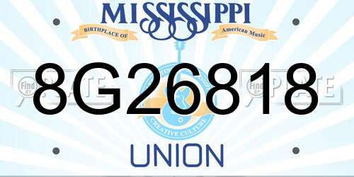 8G26818 Mississippi License Plate