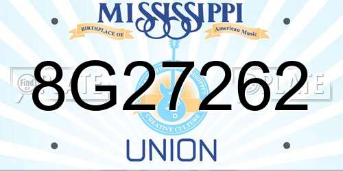 8G27262 Mississippi License Plate