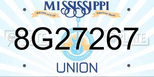 8G27267 Mississippi License Plate