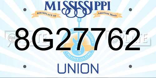 8G27762 Mississippi License Plate