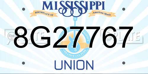 8G27767 Mississippi License Plate