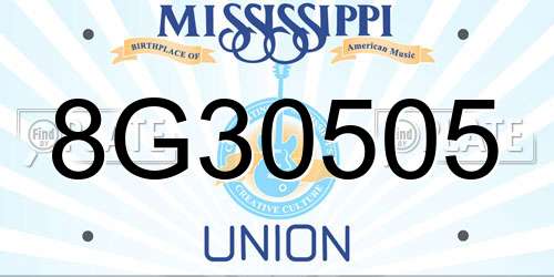 8G30505 Mississippi License Plate