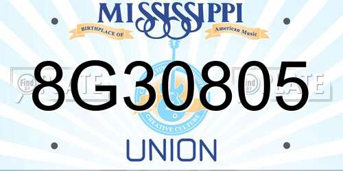 8G30805 Mississippi License Plate