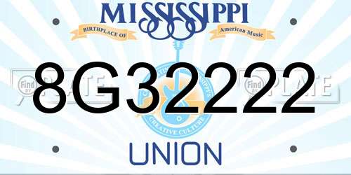 8G32222 Mississippi License Plate