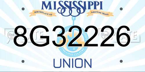 8G32226 Mississippi License Plate