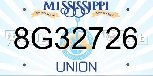 8G32726 Mississippi License Plate
