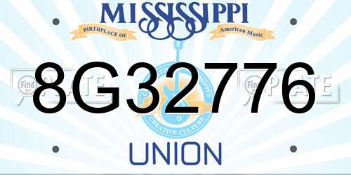 8G32776 Mississippi License Plate