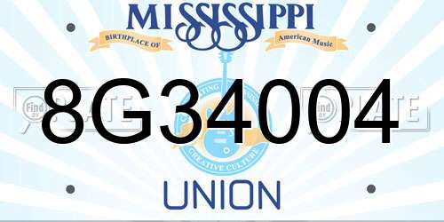 8G34004 Mississippi License Plate