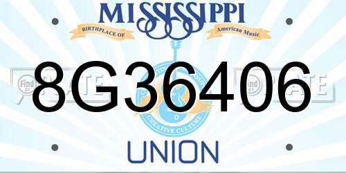 8G36406 Mississippi License Plate