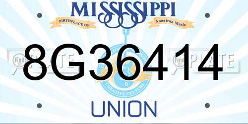 8G36414 Mississippi License Plate