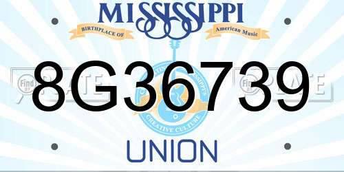 8G36739 Mississippi License Plate