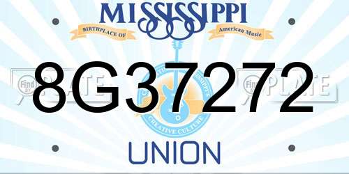 8G37272 Mississippi License Plate