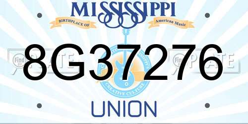 8G37276 Mississippi License Plate