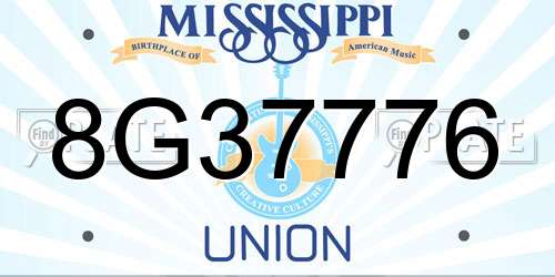 8G37776 Mississippi License Plate