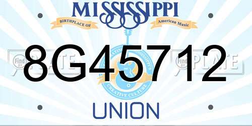 8G45712 Mississippi License Plate