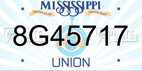 8G45717 Mississippi License Plate