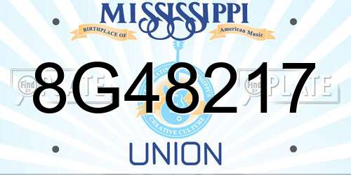 8G48217 Mississippi License Plate