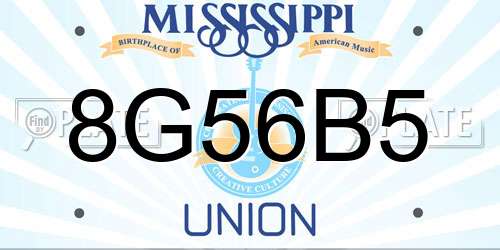 8G56B5 Mississippi License Plate