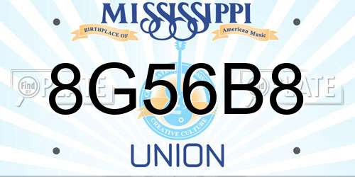 8G56B8 Mississippi License Plate