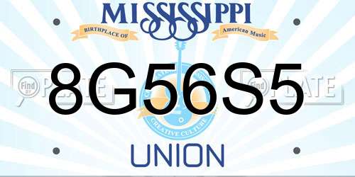 8G56S5 Mississippi License Plate