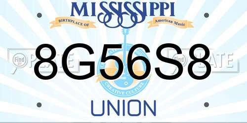 8G56S8 Mississippi License Plate