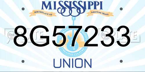 8G57233 Mississippi License Plate