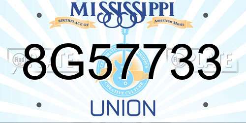 8G57733 Mississippi License Plate