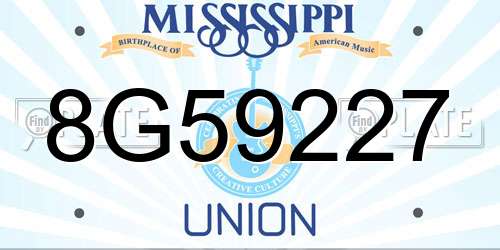 8G59227 Mississippi License Plate