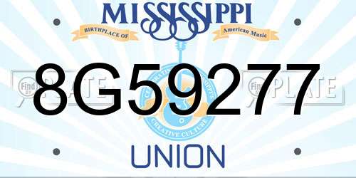 8G59277 Mississippi License Plate