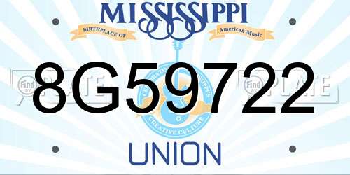 8G59722 Mississippi License Plate