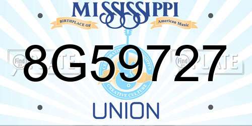 8G59727 Mississippi License Plate