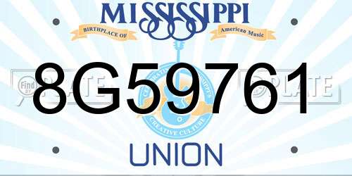 8G59761 Mississippi License Plate