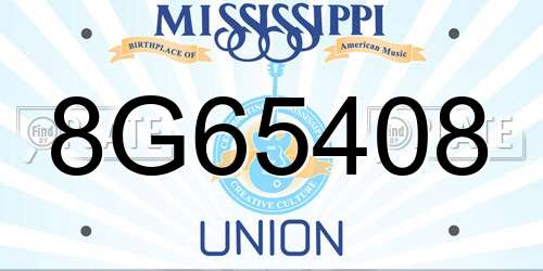 8G65408 Mississippi License Plate