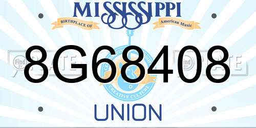 8G68408 Mississippi License Plate