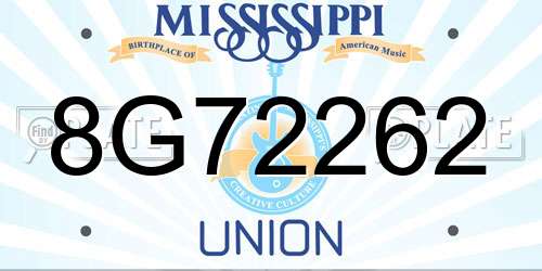 8G72262 Mississippi License Plate