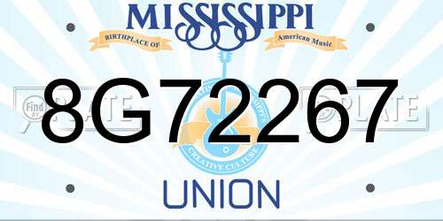 8G72267 Mississippi License Plate
