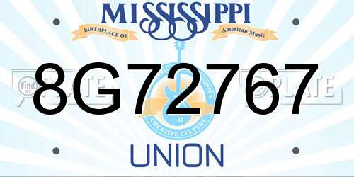 8G72767 Mississippi License Plate