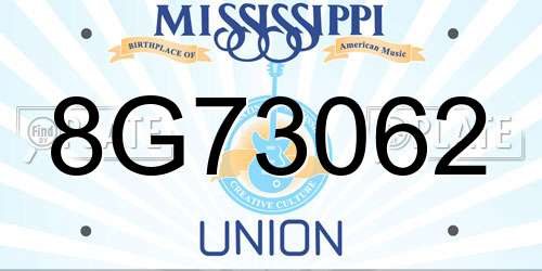 8G73062 Mississippi License Plate